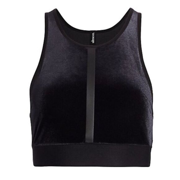 Ultracor Black Striped Velour Sports Bra - Picture 3 of 7